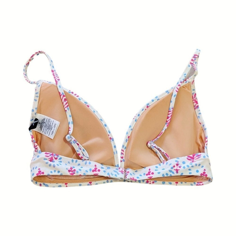 J. CREW Floral French Bikini Ruffle Top in Soft Cornflower Wild Bee sz S NWT - Picture 7 of 14